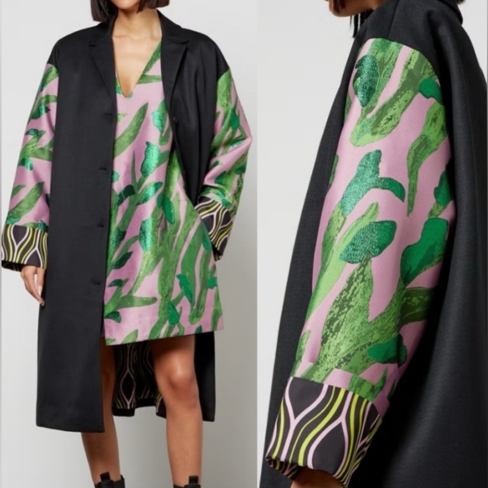 STINE GOYA Size L Breanna Coat Pink Blooming Tree Long Jacket Opera Coat